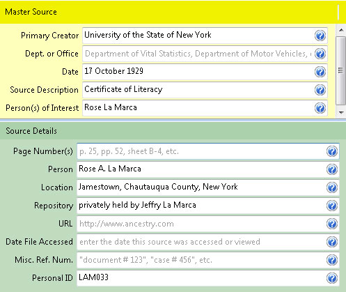 Example: Certificate of Literacy